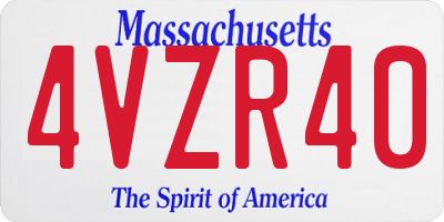 MA license plate 4VZR40