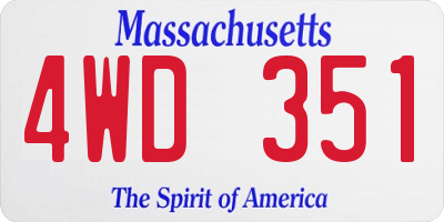 MA license plate 4WD351
