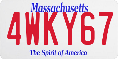 MA license plate 4WKY67