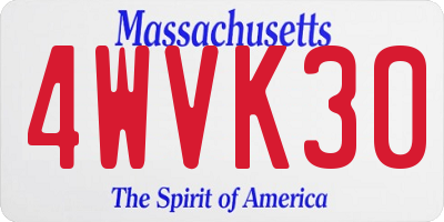 MA license plate 4WVK30