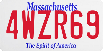 MA license plate 4WZR69