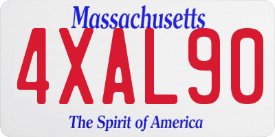 MA license plate 4XAL90