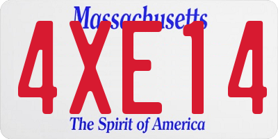 MA license plate 4XE14