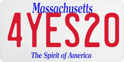 MA license plate 4YES20