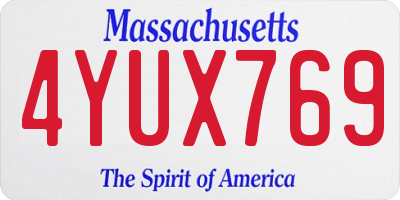 MA license plate 4YUX769