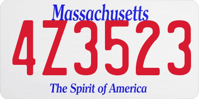 MA license plate 4Z3523