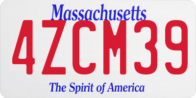 MA license plate 4ZCM39