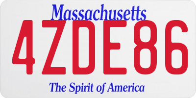 MA license plate 4ZDE86