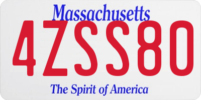 MA license plate 4ZSS80