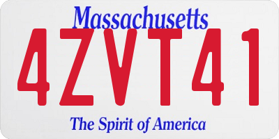 MA license plate 4ZVT41