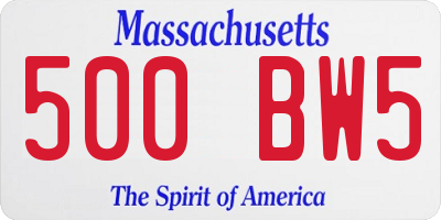 MA license plate 500BW5