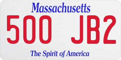 MA license plate 500JB2