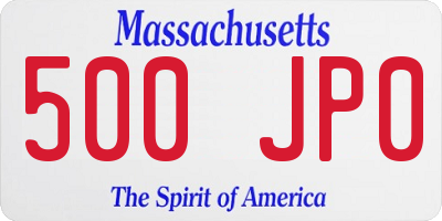 MA license plate 500JP0