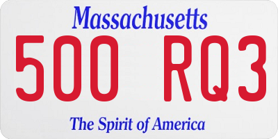 MA license plate 500RQ3