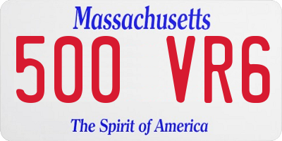 MA license plate 500VR6