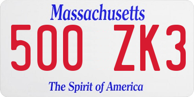 MA license plate 500ZK3