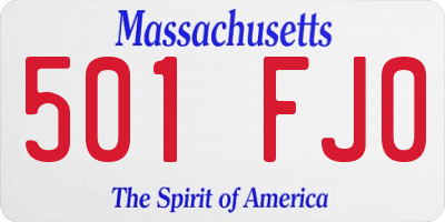 MA license plate 501FJ0