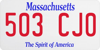 MA license plate 503CJ0