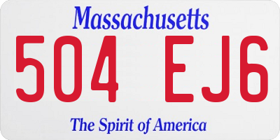 MA license plate 504EJ6