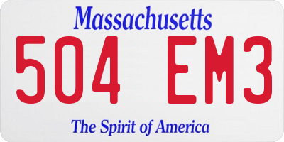 MA license plate 504EM3