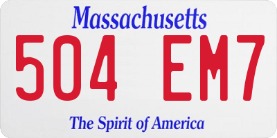 MA license plate 504EM7