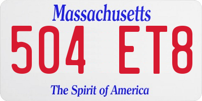 MA license plate 504ET8