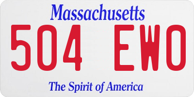 MA license plate 504EW0