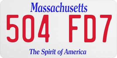 MA license plate 504FD7