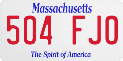 MA license plate 504FJ0