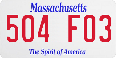 MA license plate 504FO3