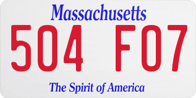 MA license plate 504FO7