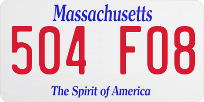 MA license plate 504FO8