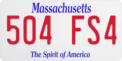 MA license plate 504FS4