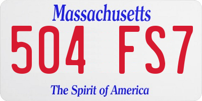 MA license plate 504FS7