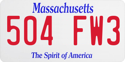 MA license plate 504FW3