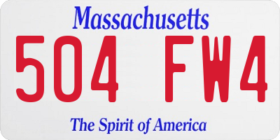 MA license plate 504FW4