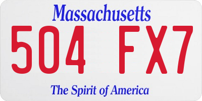 MA license plate 504FX7
