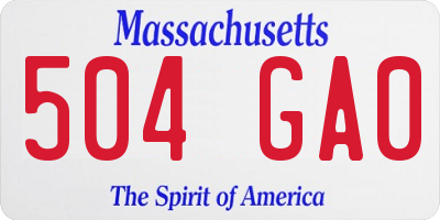 MA license plate 504GA0