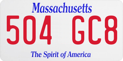 MA license plate 504GC8
