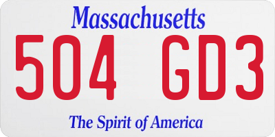 MA license plate 504GD3
