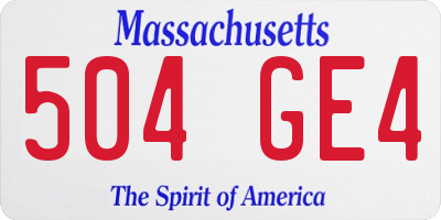 MA license plate 504GE4