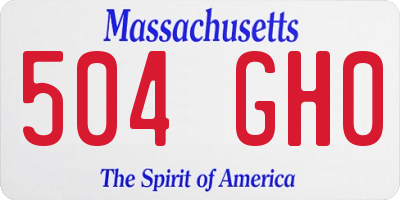 MA license plate 504GH0
