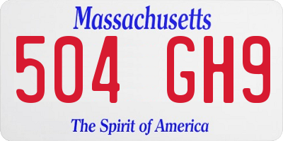 MA license plate 504GH9