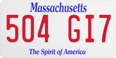 MA license plate 504GI7