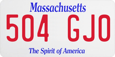 MA license plate 504GJ0