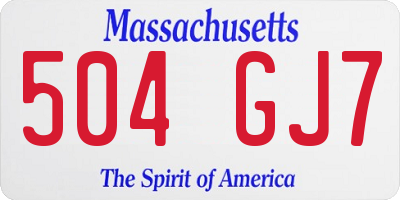 MA license plate 504GJ7