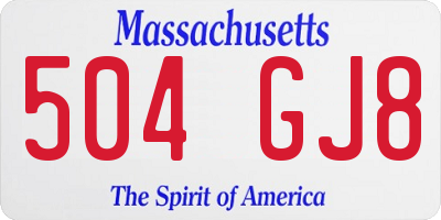MA license plate 504GJ8