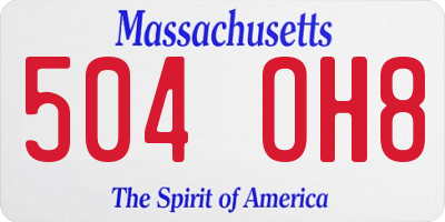MA license plate 504OH8