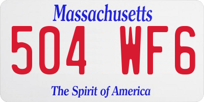 MA license plate 504WF6