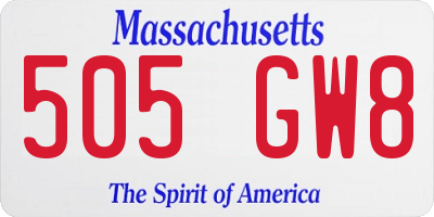 MA license plate 505GW8